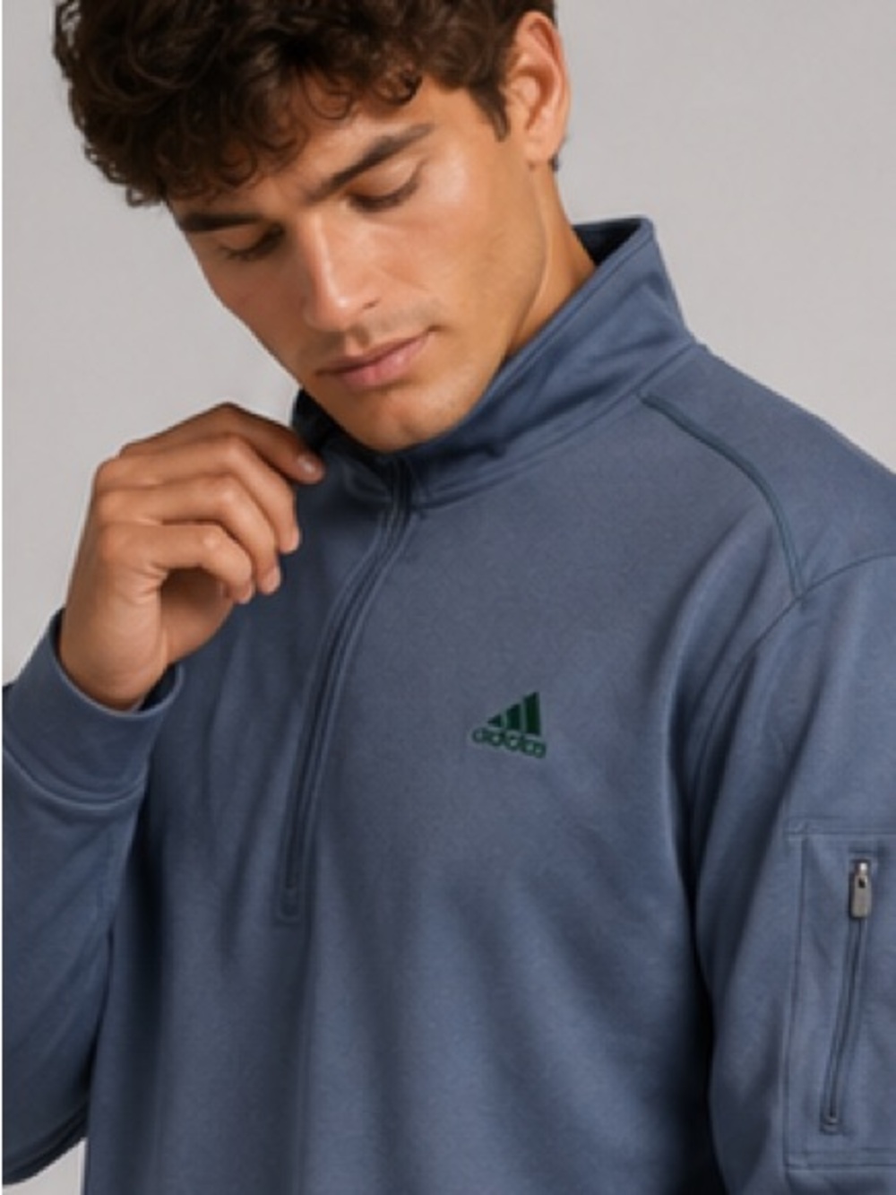 Adidas Men's Dark Gray Quarter-Zip Pullover 2XL
